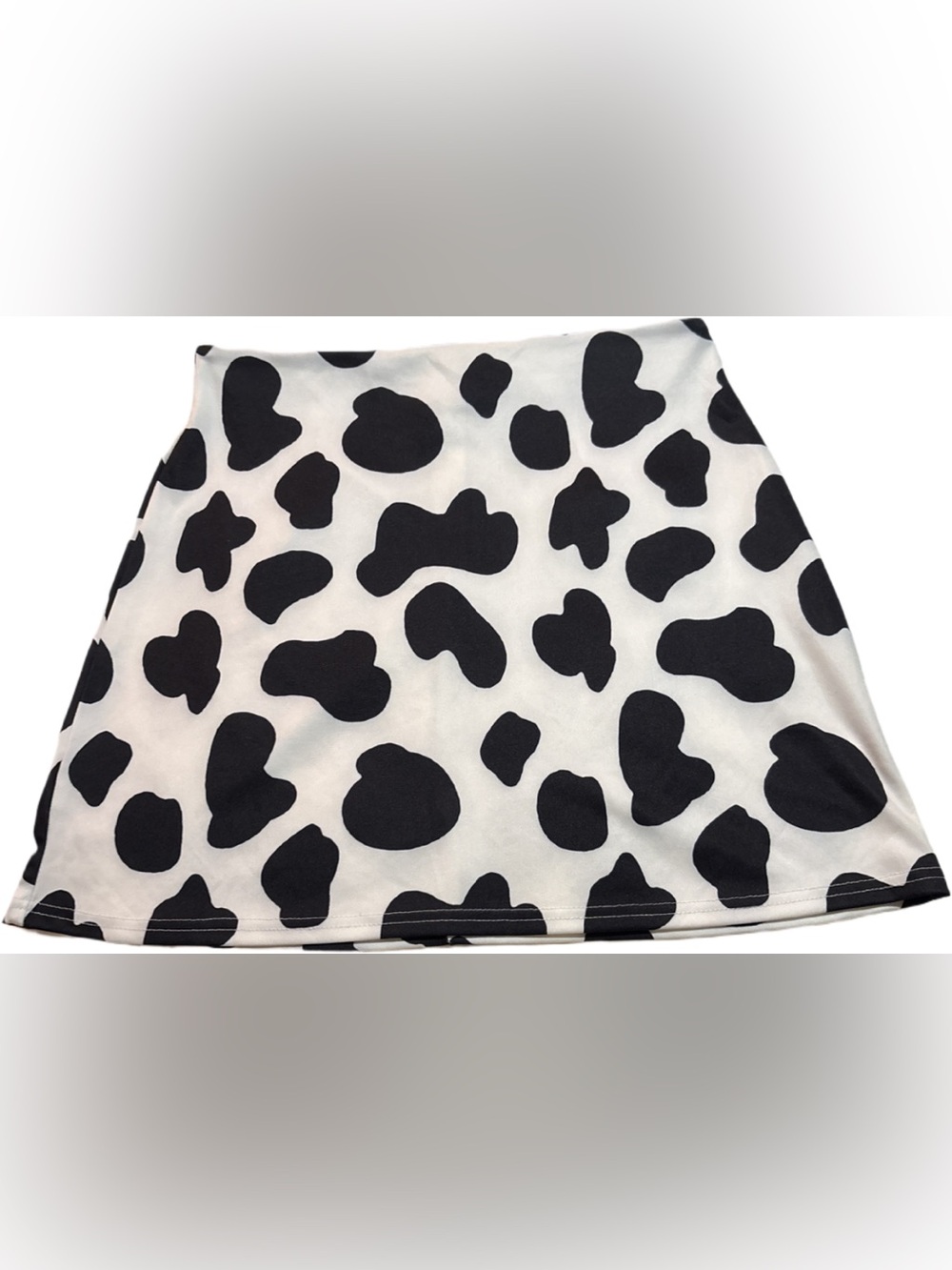 ROMWE Black & White Cow Print Mini Skirt